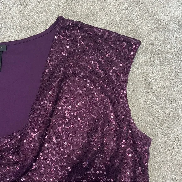 Ann Taylor size large women’s purple sequin scoop neck sleeveless top - Picture 7 of 10